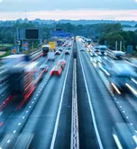 Multi-lane highway with motion blur